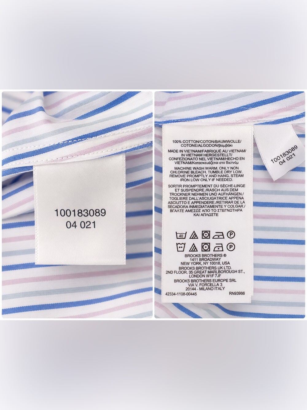 NWT Brooks Brothers 1818 3XL Big & Tall Non-Iron Cotton Stripe Button Down Shirt - Picture 6 of 6
